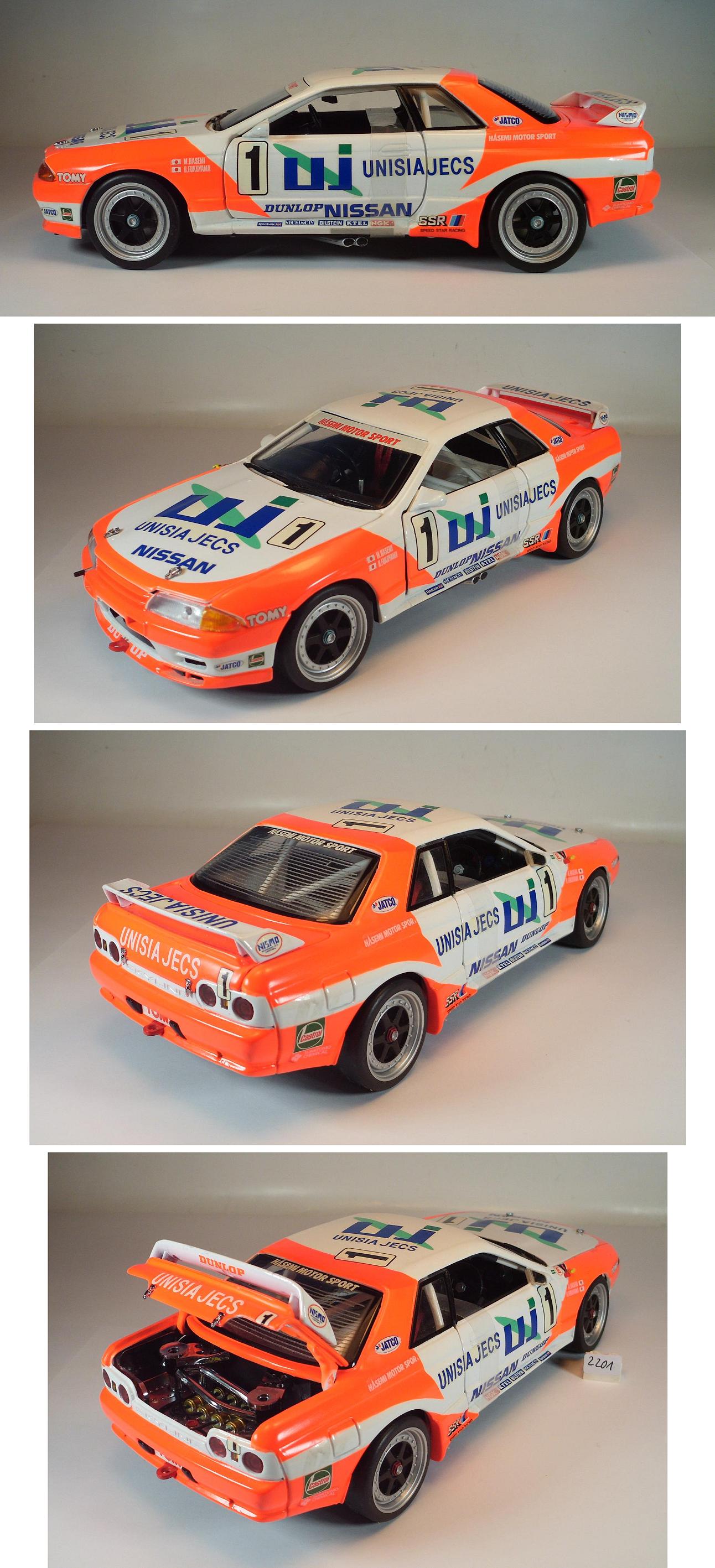 Kyosho 1/18 Nissan Skyline GTR Unisia Jecs No.1 Fahrer Hasemi