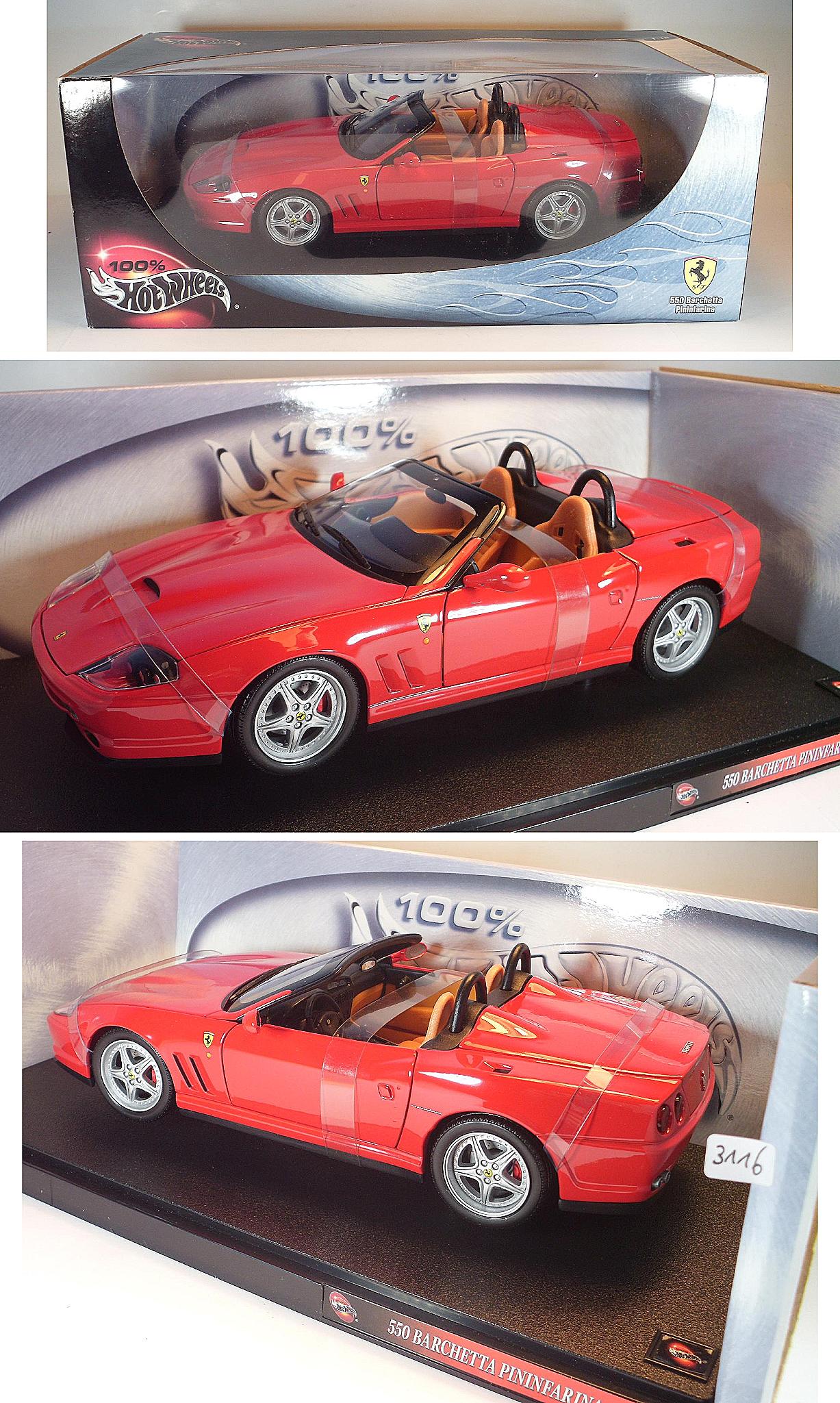 Hot Wheels 1/18 Ferrari 550 Barchetta Pininfarina Cabrio rot OVP