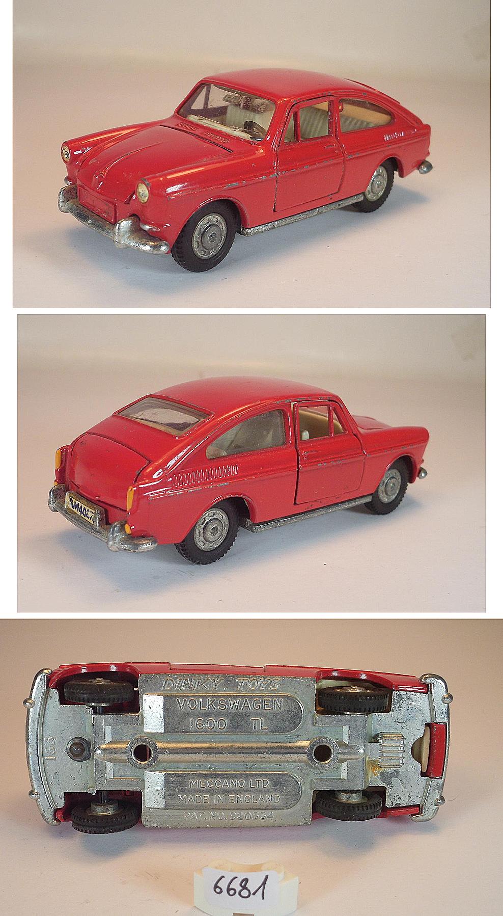 Dinky Toys 1/43 Nr. 163 VW Volkswagen 1600 TL Fließheck rot #6681