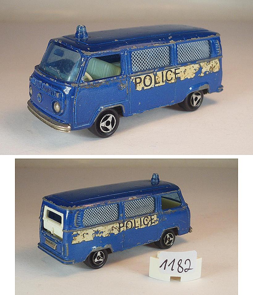 Majorette 1/60 Nr. 244 VW T2 Fourgon Bus Police decal Polizei met