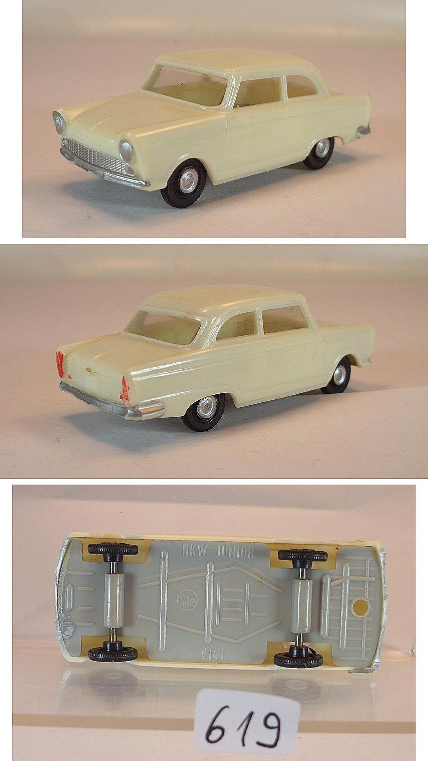 Siku Plastik V 141 DKW Junior perlweiß schwarze Räder V-Serie #619